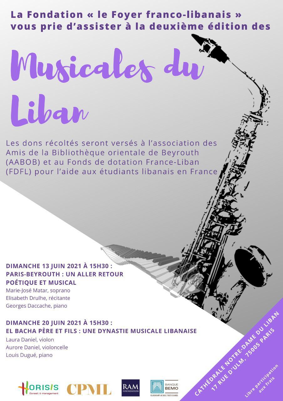 Affiche des concerts de printemps 2021 des Musicales du Liban