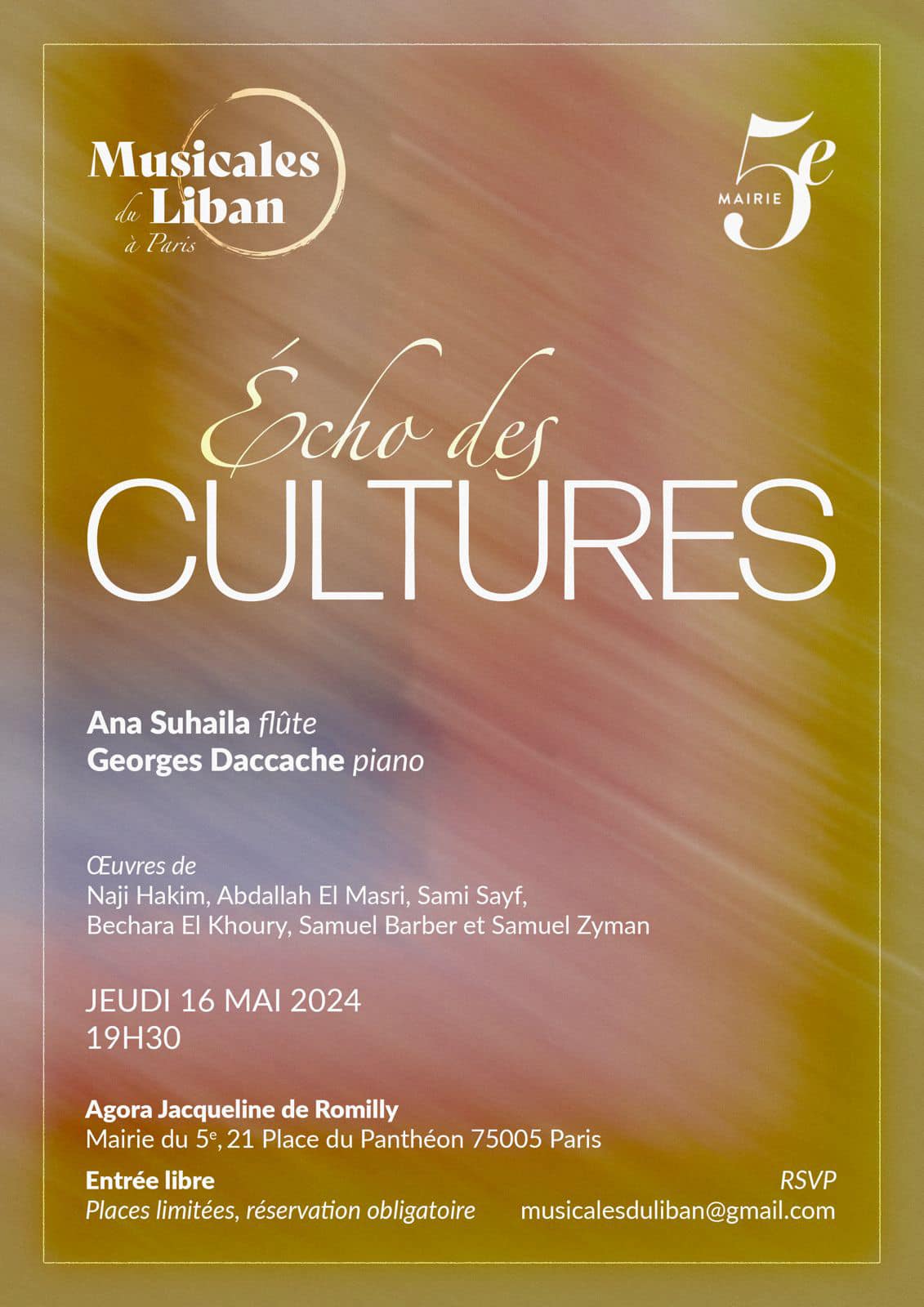Affiche du concert Echo des Cultures, mai 2024